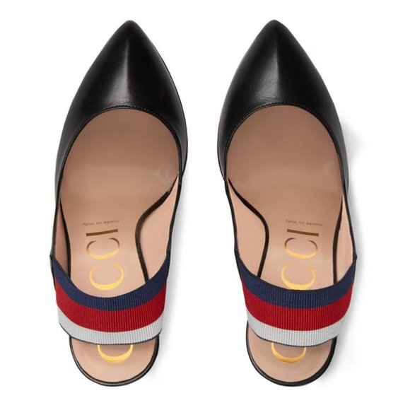 Gucci Sylvie Leather Slingback Pumps in Black NEW IN BOX WITH SHOE BAG - Picture 5 of 8